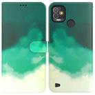 For Tecno Pop 5P Watercolor Pattern Horizontal Flip Leather Phone Case(Cyan Green) - 1