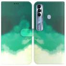 For Tecno Spark 7 Pro Watercolor Pattern Horizontal Flip Leather Phone Case(Cyan Green) - 1