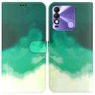 For Tecno Spark 8 / 8T Watercolor Pattern Horizontal Flip Leather Phone Case(Cyan Green) - 1