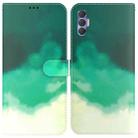 For Tecno Spark 8P Watercolor Pattern Horizontal Flip Leather Phone Case(Cyan Green) - 1