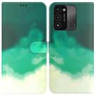 For Tecno Spark Go 2022 / Spark 8C Watercolor Pattern Horizontal Flip Leather Phone Case(Cyan Green) - 1