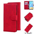 For OPPO A15/A15S Skin Feel Pure Color Flip Leather Phone Case(Red) - 1