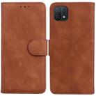 For OPPO A16K Skin Feel Pure Color Flip Leather Phone Case(Brown) - 1