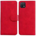 For OPPO A16K Skin Feel Pure Color Flip Leather Phone Case(Red) - 1