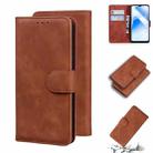 For OPPO A55 5G/A54 4G/Realme V11 5G Skin Feel Pure Color Flip Leather Phone Case(Brown) - 1