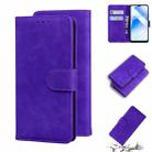 For OPPO A55 5G/A54 4G/Realme V11 5G Skin Feel Pure Color Flip Leather Phone Case(Purple) - 1