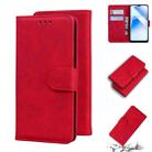 For OPPO A55 5G/A54 4G/Realme V11 5G Skin Feel Pure Color Flip Leather Phone Case(Red) - 1