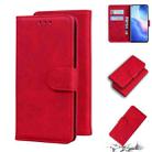 For OPPO Find X3 Neo/Reno5 Pro+ 5G Skin Feel Pure Color Flip Leather Phone Case(Red) - 1