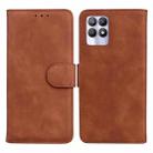 For OPPO Realme 8i Skin Feel Pure Color Flip Leather Phone Case(Brown) - 1