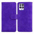 For OPPO Realme 8i Skin Feel Pure Color Flip Leather Phone Case(Purple) - 1