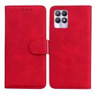 For OPPO Realme 8i Skin Feel Pure Color Flip Leather Phone Case(Red) - 1