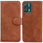 For OPPO Realme 9 Pro Skin Feel Pure Color Flip Leather Phone Case(Brown) - 1