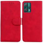 For OPPO Realme 9 Pro+ Skin Feel Pure Color Flip Leather Phone Case(Red) - 1