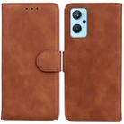 For OPPO Realme 9i/A76 4G/A36 Skin Feel Pure Color Flip Leather Phone Case(Brown) - 1