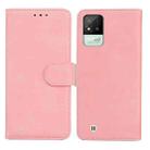 For OPPO Realme Narzo 50i Skin Feel Pure Color Flip Leather Phone Case(Pink) - 1