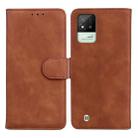 For OPPO Realme Narzo 50i Skin Feel Pure Color Flip Leather Phone Case(Brown) - 1