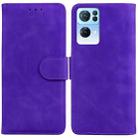 For OPPO Reno7 Pro 5G Skin Feel Pure Color Flip Leather Phone Case(Purple) - 1