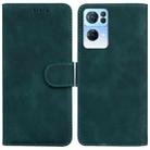 For OPPO Reno7 Pro 5G Skin Feel Pure Color Flip Leather Phone Case(Green) - 1