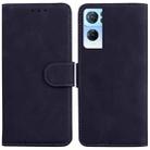 For OPPO Reno7 Pro 5G Skin Feel Pure Color Flip Leather Phone Case(Black) - 1