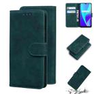 For OPPO Realme C15 Skin Feel Pure Color Flip Leather Phone Case(Green) - 1