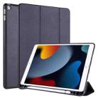 For iPad 10.2 Horizontal Flip Tablet PC PU Leather Case with Three-folding Holder & Pen Slot(Black) - 1