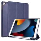 For iPad 9 / 8 / 7 / 6 / 5 Horizontal Flip Tablet PC PU Leather Case with Three-folding Holder & Pen Slot(Dark Blue) - 1