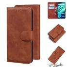 For UMIDIGI A9 Pro Skin Feel Pure Color Flip Leather Phone Case(Brown) - 1