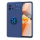 For vivo iQOO Neo6 Metal Ring Holder 360 Degree Rotating TPU Phone Case(Blue) - 1