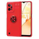For OPPO Realme C31 Metal Ring Holder 360 Degree Rotating TPU Phone Case(Red) - 1
