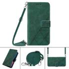 For Samsung Galaxy A21s Crossbody 3D Embossed Flip Leather Phone Case(Dark Green) - 1