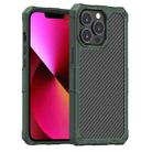 For iPhone 13 Pro Carbon Fiber Shockproof Case (Dark Green) - 1