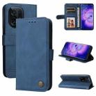 For OPPO Find X5 Skin Feel Life Tree Metal Button Leather Phone Case(Blue) - 1