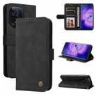 For OPPO Find X5 Skin Feel Life Tree Metal Button Leather Phone Case(Black) - 1