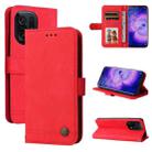 For OPPO Find X5 Skin Feel Life Tree Metal Button Leather Phone Case(Red) - 1