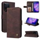 For OPPO Find X5 Pro Skin Feel Life Tree Metal Button Leather Phone Case(Brown) - 1