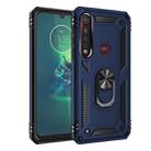 For Motorola Moto G8 Plus Armor Shockproof TPU + PC Protective Case with 360 Degree Rotation Holder(Blue) - 1
