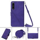 For Sony Xperia 1 III Crossbody 3D Embossed Flip Leather Phone Case(Purple) - 2