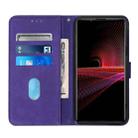 For Sony Xperia 1 III Crossbody 3D Embossed Flip Leather Phone Case(Purple) - 3