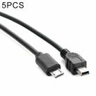 5 PCS 30cm Mini 5 Pin USB to Micro USB OTG Phone Data Cable for Canon(Black) - 1