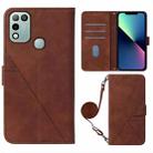 For Infinix Hot 11 Play Crossbody 3D Embossed Flip Leather Phone Case(Brown) - 1