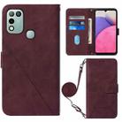 For Infinix Hot 11 Play Crossbody 3D Embossed Flip Leather Phone Case(Wine Red) - 1