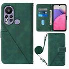 For Infinix Hot 11S NFC X6812B Crossbody 3D Embossed Flip Leather Phone Case(Dark Green) - 1