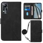 For Infinix Note 11 Crossbody 3D Embossed Flip Leather Phone Case(Black) - 1