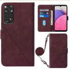 For Infinix Note 11 Crossbody 3D Embossed Flip Leather Phone Case(Wine Red) - 1