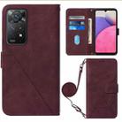 For Infinix Note 11 Pro Crossbody 3D Embossed Flip Leather Phone Case(Wine Red) - 1