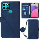 For Infinix Smart 6 Crossbody 3D Embossed Flip Leather Phone Case(Blue) - 1