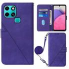 For Infinix Smart 6 Crossbody 3D Embossed Flip Leather Phone Case(Purple) - 1