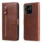 For Xiaomi Redmi 10C 4G / Redmi 10 India Fashion Calf Texture Zipper Horizontal Flip Leather Case(Brown) - 1