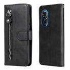 For Honor 50 SE / Huawei Nova 9 SE Fashion Calf Texture Zipper Horizontal Flip Leather Case(Black) - 1