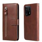 For OPPO Find X5 Fashion Calf Texture Zipper Horizontal Flip Leather Case(Brown) - 1